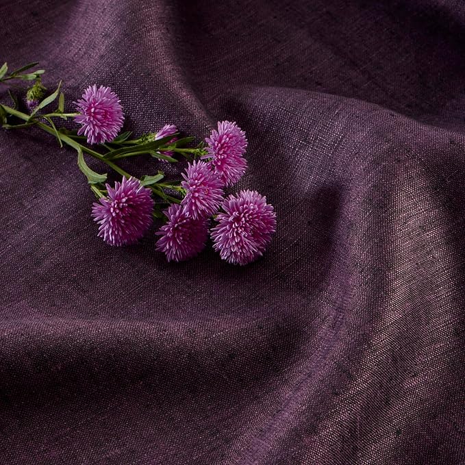 Solino Home Linen Tablecloth 60 x 144 Inch - 100% Pure Linen Grape Table Cloth for Rectangular Tables - Athena, Machine Washable Cloth Tablecloth for Valentines, Spring, Easter
