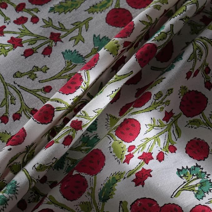 Ridhi Block Print Round Garnet Red Reusable Tablecloth 100% Cotton 110" Inch Decorative Table Cover eveyday Dining, Home, Party, Wedding, Farmhouse Gift for Spring, Easter, Valentine