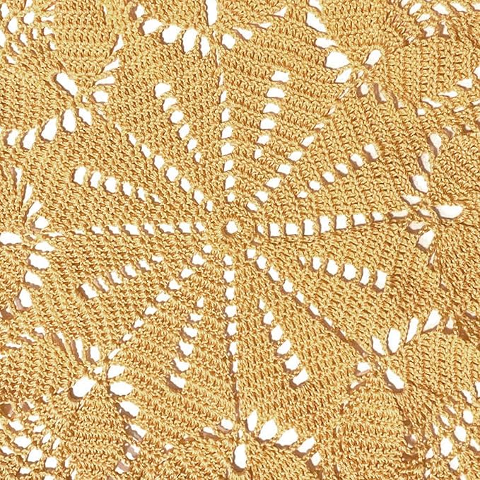 BIBITIME Tulip Flower Doilies Lace Doilies Kitchen Table Doily Mats Tablecloth Handmade Crochet Placemats Vase Dish Plate Mat (1 PC- 15 inches- 16 inches, Champagne)