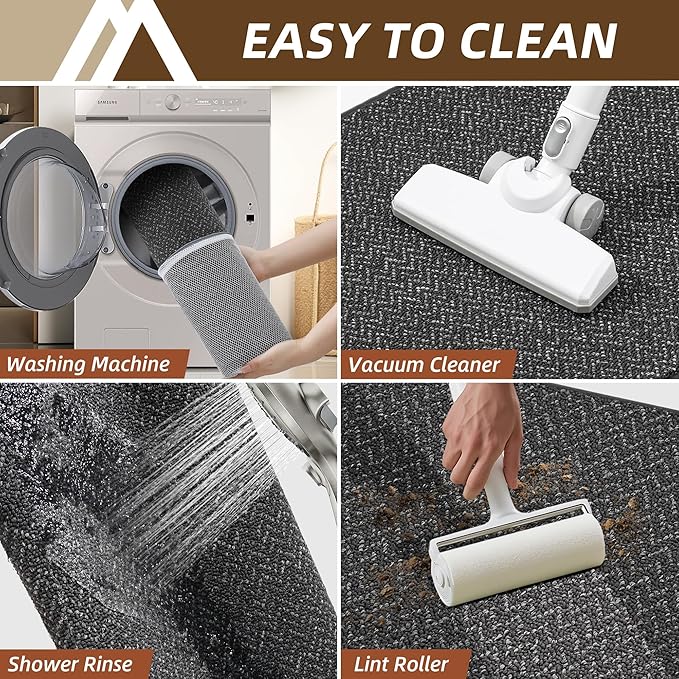 COSY HOMEER Kitchen Rugs 20"x32" Non-Slip Kitchen Mats for Floor Absorbent Stain Resistant Kitchen Floor Mat Machine Washable Rugs for Kitchen,Hallway,Sink,Dark Grey