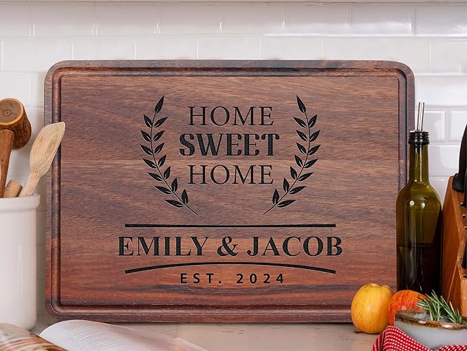 Custom Wood Cutting Board Decor, Personalized House Warming Gifts New Home Couple, Personalized Signs for Home Decor, Trending Custom Closing Gifts for Home Buyers, Cool Gifts for Couples, Anniversary