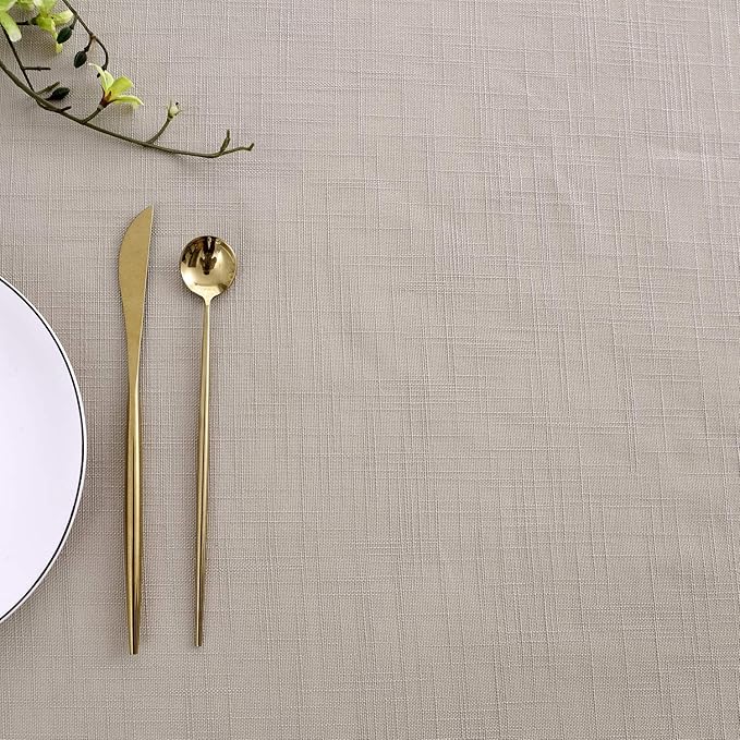 maxmill Lux Faux Linen Table Cloth with Slubby Yarn Textured Weaves Wrinkle Free Anti-Shrink Soft Tablecloth Decorative Table Cover for Outdoor and Indoor Use Rectangle 60 x 104 Inch Natural
