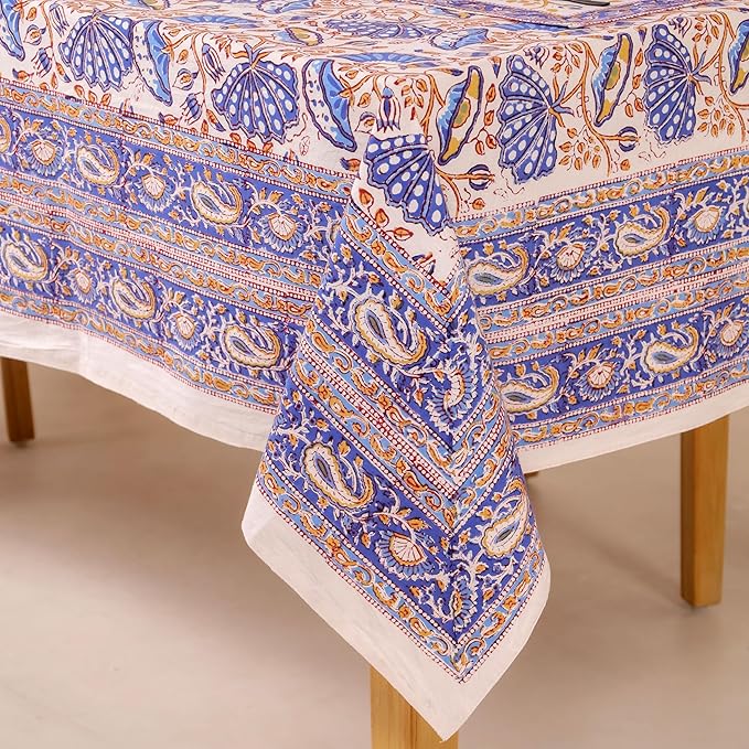 Hand Block Printed Table Cover - Exquisite Design, Premium Cotton Fabric, Perfect for Dining and Decor, Dining Table Linen(Orchid Purple,6 Seater 60 x 90 Inches Rectangle)