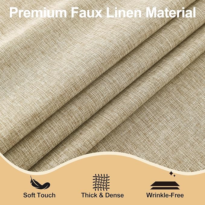 JIUZHEN Faux Linen Farmhouse Tablecloth Rectangular, Wrinkle Stain Resistant Table Cloth Rectangle Table Cover for Kitchen Dining, Holiday Party Dinner, Beige, 60 x 84 Inch
