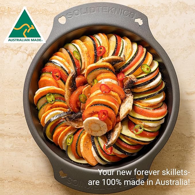 SOLIDTEKNICS AUS-ION 10-inch Oven-to-Table Skillet - Lightweight, Versatile Cookware for Frying, Baking, Grilling - Seamless Transitions from Stovetop to Table Performance Made in Australia