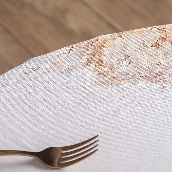 Maison d' Hermine Table Cloth Round Table 100% Cotton 63 Inches Fall Tablecloth Reusable Everyday Use for Thanksgiving Christmas Decorations Dining Farmhouse Party (Giving Thanks)