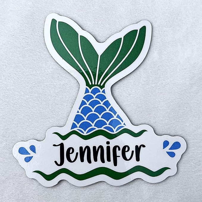 Mermaid Tail Monogram Cruise Door Decoration Magnet Sign, Colorful Personalized Name Keepsake, Carnival, Fridge Office Decor