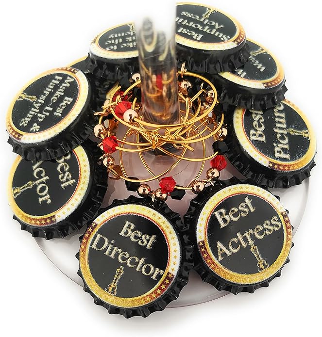 Pixie Oscar Awards Wine Charms, Oscar Party Supplies, Charms For Watch Party, Glass Tag Identifiers, Gifts, Bottle Caps - 10 Pack