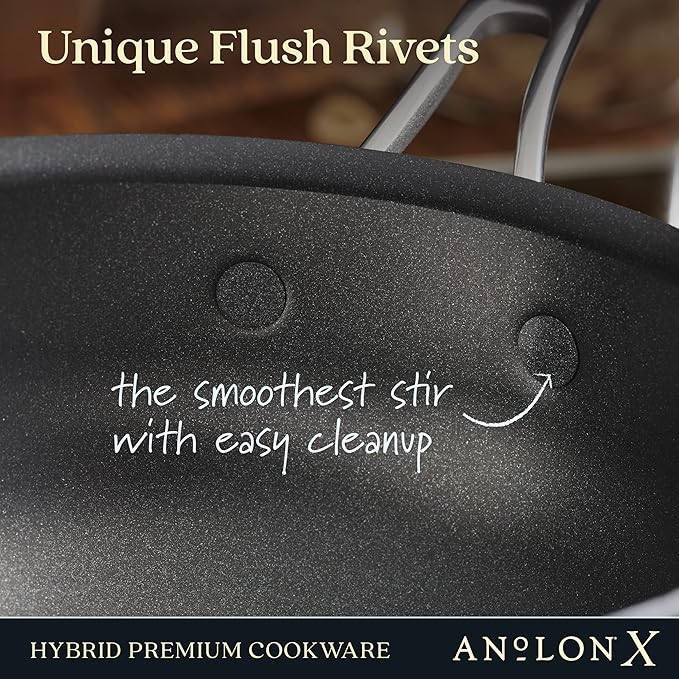 Anolon X SearTech Aluminum Nonstick Cookware Saucier with Lid, 2.5 Quart, Super Dark Gray