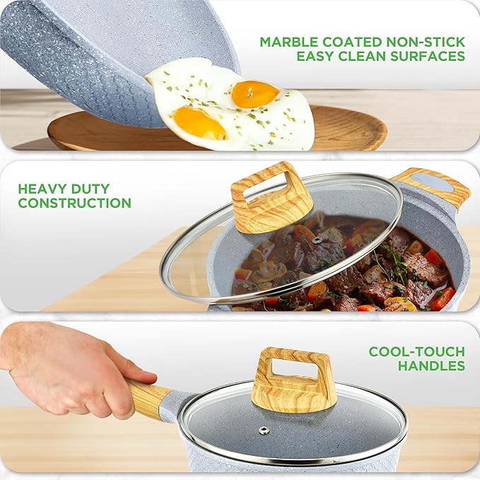 NutriChef 22‑Piece Non‑Stick Ceramic Pots and Pans Set – For All Cooktops Including Induction – PTFE & PFAS Free, Includes Bakeware & Utensils