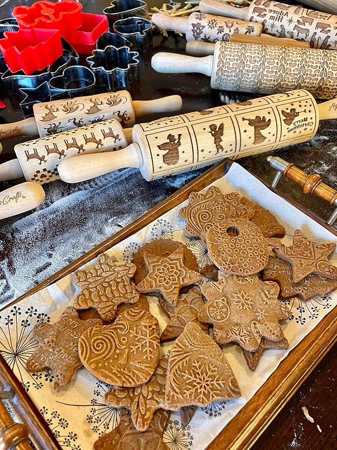 MEADOW Embossing Rolling Pin. Laser Engraved Rolling Pin for Pottery and Cookies by Algis Crafts