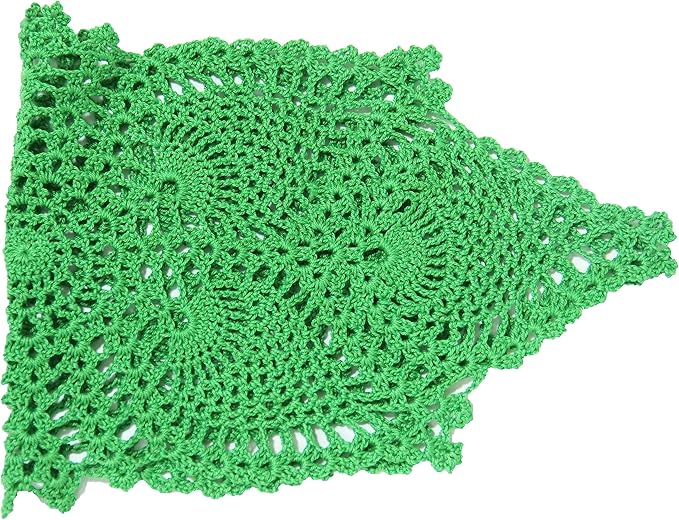 BIBITIME Crochet Lace Table Doilies Eyes Flower Doily Kitchen Vase Place Mats (7 in x 21 in,Pack of 1PC, Style02-GrassGreen)