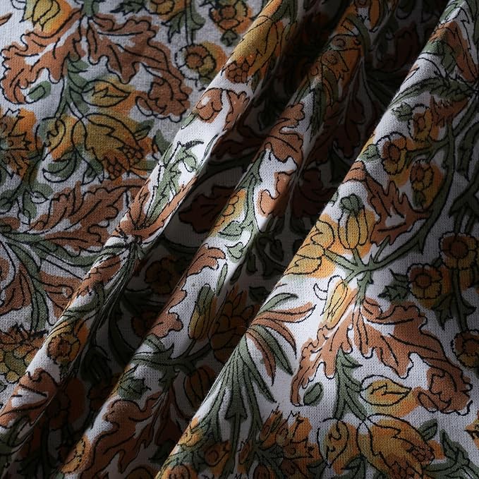 Ridhi Block Print Round Goldenrod Yellow Reusable Tablecloth 100% Cotton 60" Inch Decorative Table Cover eveyday Dining, Home, Party, Wedding, Farmhouse Gift for Spring, Easter, Valentine