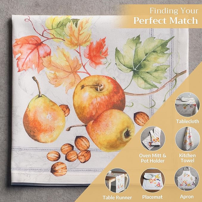 Maison d' Hermine Cloth Napkins Set of 4 100% Cotton for Thanksgiving Christmas Decorations Everyday Reusable Square Fall Napkins Cloth Washable Dinner Party (Fruit D'Hiver, 20"x20")