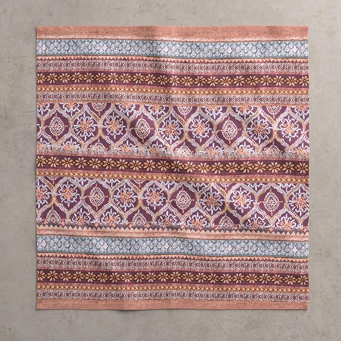 Maison d' Hermine Cloth Napkins Set of 4 100% Cotton for Thanksgiving Christmas Decorations Everyday Reusable Square Fall Napkins Cloth Washable Dinner Party (Fair Isle, 20"x20")