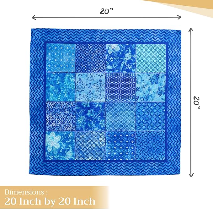 Maison d' Hermine Cloth Napkins Set of 4 100% Cotton Everyday Reusable Square Napkins Cloth Washable Dinner Party Wedding Restaurant Valentines Day Decorations Spring/Summer (Indigo Love, 20" x 20")
