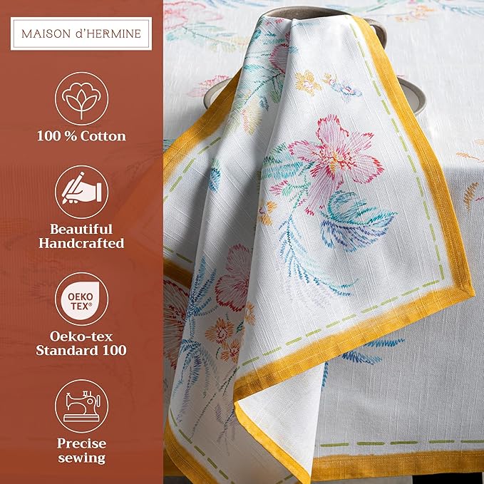 Maison d' Hermine Cloth Napkins Set of 4 100% Cotton Everyday Reusable Square Napkins Cloth Washable Dinner Wedding Restaurant Valentines Day Decorations Spring/Summer (Paradise Island, 20" x 20")