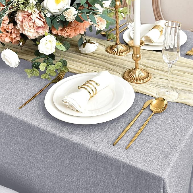 Fitable Square Table Cloth Linen Textured: Water & Stain Resistant Farmhouse Tablecloth, Washable Burlap Table Covers for Kitchen Dining Party(2 Pack, 54x54 Inch, Light Grey)