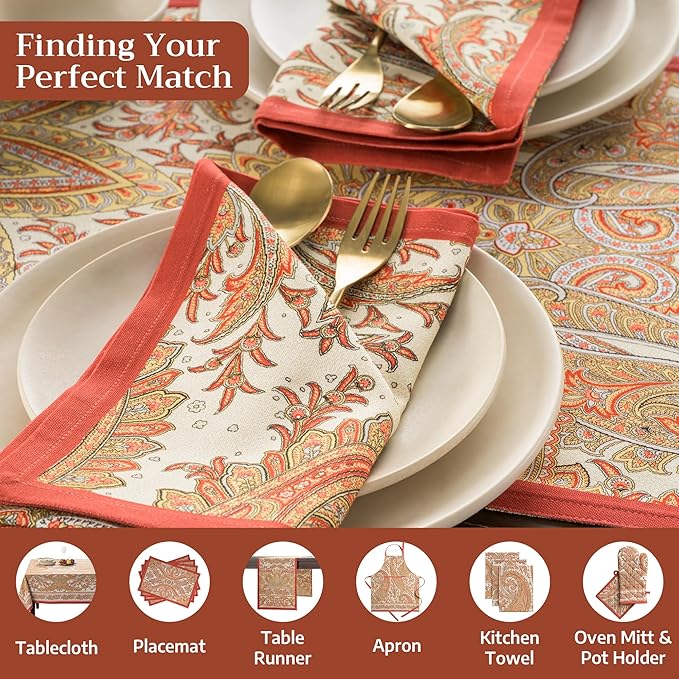 Maison d' Hermine Cloth Napkins Set of 4 100% Cotton Everyday Reusable Square Napkins Cloth Washable, Dinner, Party, Wedding, Restaurant (Kashmir Paisley, 20" x 20")