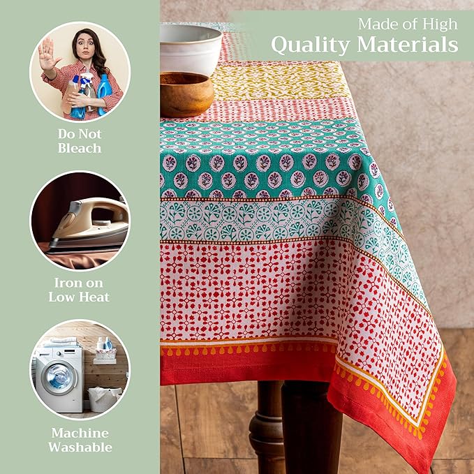 Maison d' Hermine Table Cloth Rectangle Table 100% Cotton 60 x 108 Inches Tablecloth Reusable Decorative for Dining Room Farmhouse Home Valentines Day Decorations Spring Summer - Provence