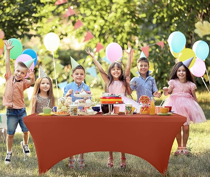 Utopia Kitchen Spandex Tablecloth 1 Pack [6FT, Light Coffee] Tight, Fitted, Washable and Wrinkle Resistant Stretch Rectangular Patio Table Cover for Event, Wedding, Banquet & Parties[72Lx30Wx30H Inch]