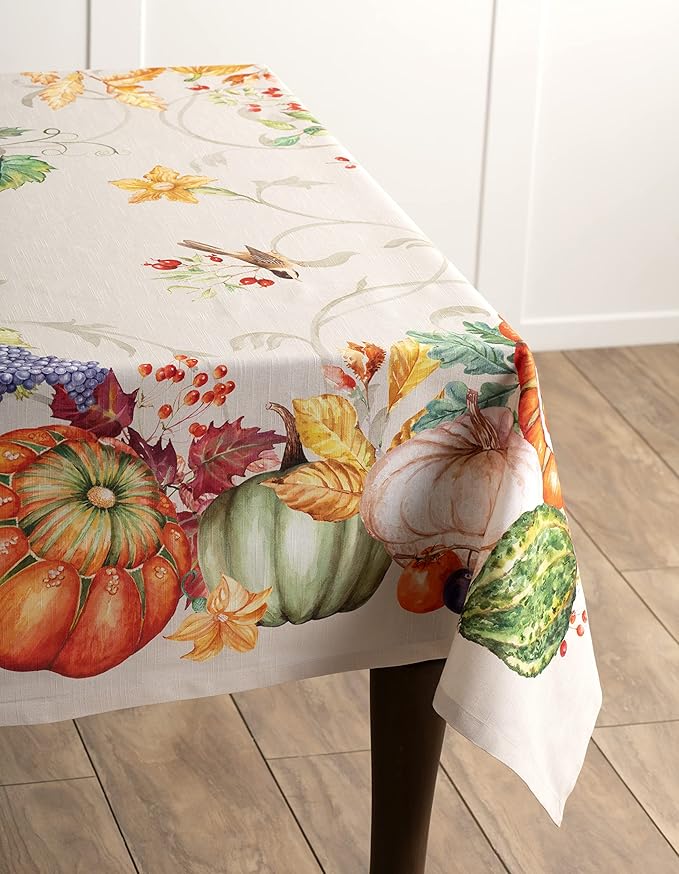 Maison d' Hermine Table Cloth Square Table 100% Cotton 54 x 54 Inches Fall Tablecloth Reusable Everyday Use for Thanksgiving Christmas Decorations Dining Farmhouse Party (Lumina)