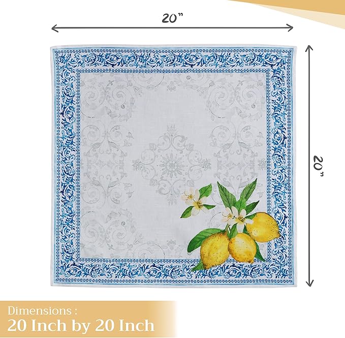Maison d' Hermine Cloth Napkins Set of 4 100% Cotton Everyday Reusable Square Napkins Cloth Washable Dinner Party Wedding Restaurant Valentines Day Decorations Spring/Summer (Cedrat, 20" x 20")