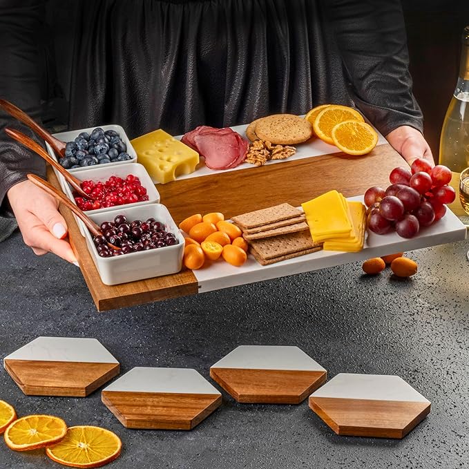 Personalized Charcuterie Board - Custom Engraved Wooden Marble Cheese Boards for Bridal Shower, Wedding, Housewarming, Anniversary, Birthday for Couples, Valentines Day Gifts for Her, Women