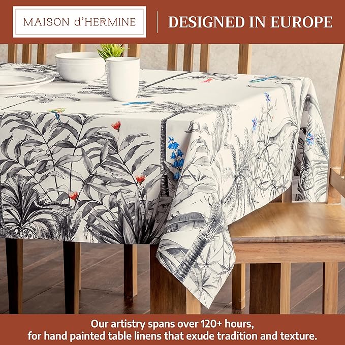 Maison d' Hermine Table Cloth Rectangle Table 100% Cotton 70 x 108 Inches Fall Tablecloth Reusable Everyday Use for Thanksgiving Christmas Decorations Dining Farmhouse Party (Amazonia)