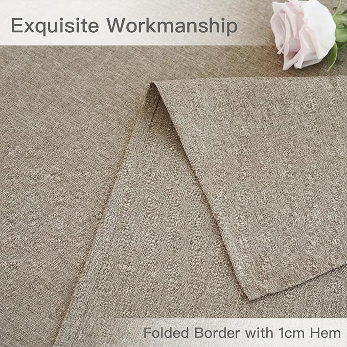 maxmill Linen Textured Rectangular Tablecloth Water Resistant Wrinkle Free Spill-Proof Stain Proof Table Cloth for Dining Room Decoration, Banquet Party Wedding Holiday Dinner, 52 x 84 Inch, Mocha