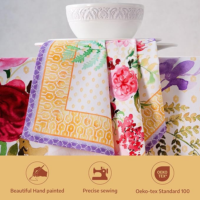 Maison d' Hermine Napkin 100% Combed Cotton Premium Cloth Napkin Decorative Washable Napkins Set of 4 for Home, Kitchen, Dining, Cocktail Parties & Camping - Summer Joy (20”X20”)