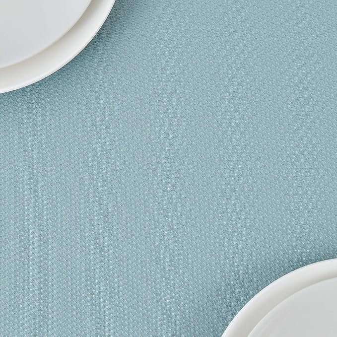 maxmill Jacquard Square Tablecloth Stain Resistant Spillproof Wrinkle Free Washable Soft Table Cloth, Decorative Fabric Table Cover for Dining Room, Indoor and Outdoor Use, 52 x 52 Inch, Dusty Blue