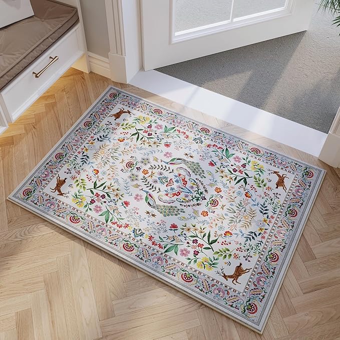 Rugcomf Entryway Rug 2x3 Rug Door Mat Indoor Entrance Washable Rug Small Non-Slip Low Pile Throw Rugs for Entryway, Kitchen, Front Door Indoor Entrance, Entry(Colorful)