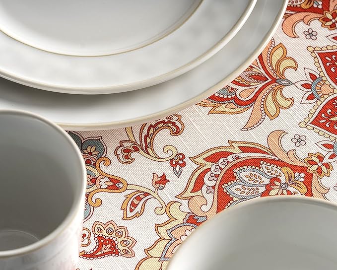 Maison d' Hermine Table Cloth Round Table 100% Cotton 69 Inches Fall Tablecloth Reusable Everyday Use for Thanksgiving Christmas Decorations Dining Farmhouse Party (Cachemire)