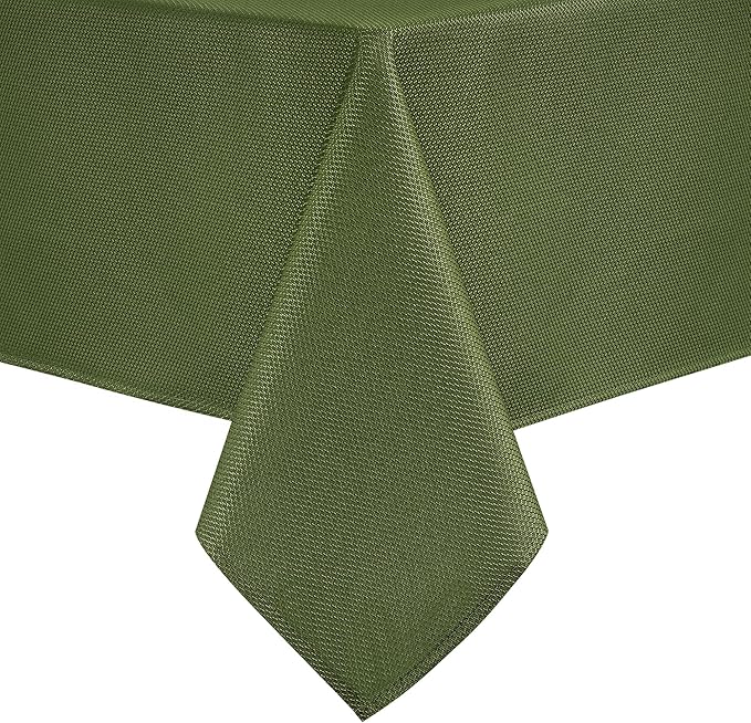 Hiasan 54 X 80 Inch Rectangle Textured Tablecloth - Waterproof Spillproof Antiwrinkle Jacquard Table Cloth for Kitchen and Dining Dinner, Outdoor Picnic, Holiday and Parties, Olive Green