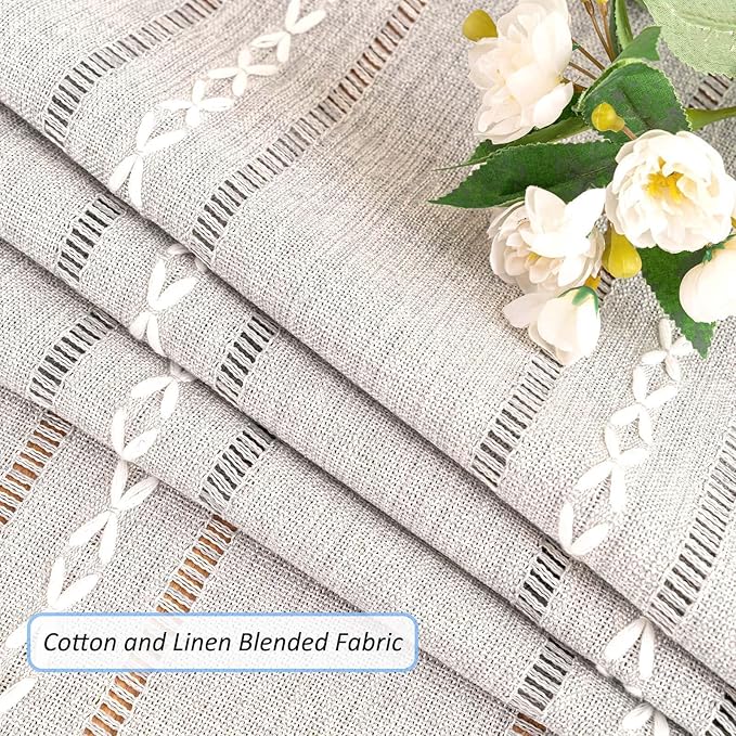 SIELUNO Rectangle Table Cloth Rustic Farmhouse Tablecloth Heavy Duty Cotton Linen Waterproof Wrinkle Free Table Cloths for Kitchen and Dining Room-Hollow Light Grey-Rectangle, 54"x86", 6-8 Seats