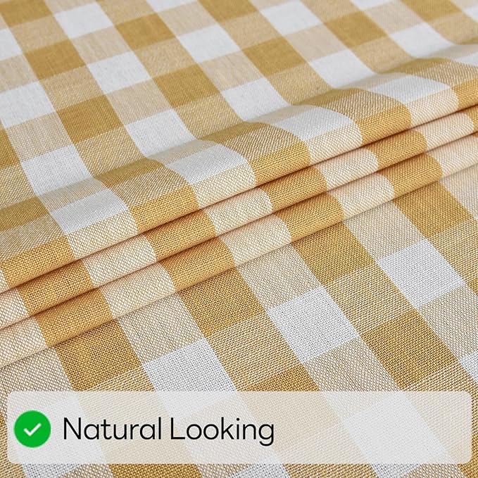 Gingham Table Cloth for Rectangle Tables Yellow Checkered Plaid Tablecloth Heavy Duty Cotton Blend Washable & Wrinkle Table Cover for Outdoor Kitchen Dining Picnic Camping (52x120 Inch)