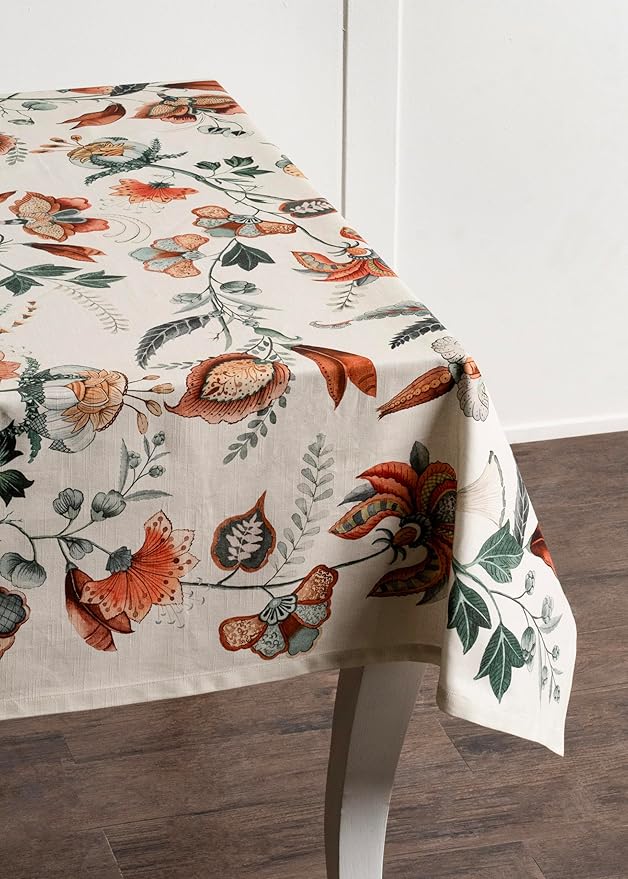 Maison d' Hermine Table Cloth Square Table 100% Cotton 54 x 54 Inches Fall Tablecloth Reusable Everyday Use for Thanksgiving Christmas Decorations Dining Farmhouse Party (Dalida)
