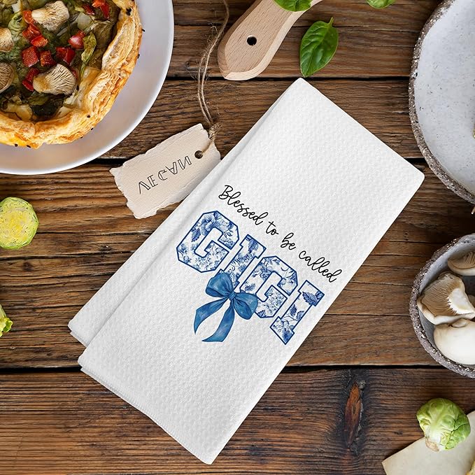 Gigi Gifts Gift for Grandma from Grandkids, Mothers Day Christmas Birthday Kitchen Gifts for Gigi, Blessed to be Called Gigi Chinoiserie Kitchen Dish Hand Tea Towels for Bathroom, 16x24 Inch