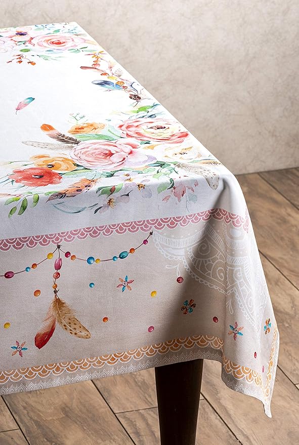 Maison d' Hermine Table Cloth Rectangle Table 100% Cotton 54 x 72 Inches Tablecloth Reusable Decorative for Dining Room Farmhouse Home Valentines Day Decorations Spring Summer - Ibiza - Beige