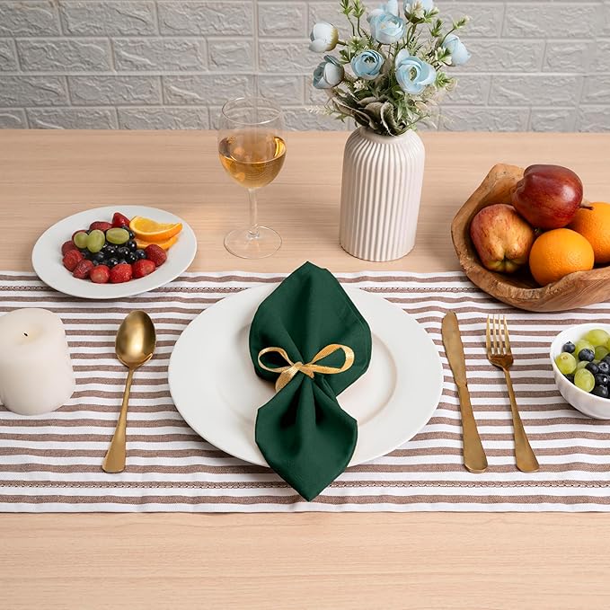 Blue Needles Solid Cloth Napkins Set of 12 Forest Green 100% Cotton Dinner Napkins 18x18 inches - Soft, Reusable, Absorbent & Washable Linen, Ideal for Wedding Events, Parties & Everyday Use