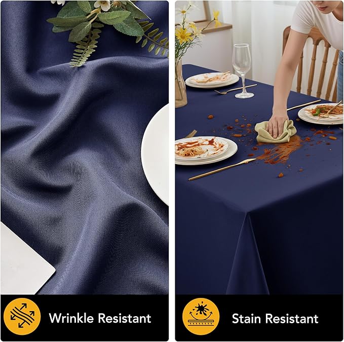 10-Pack Navy Blue Tablecloths for Rectangle Tables, 54 x 108 Inches, Stain-Resistant Polyester Fabric for 6 Foot Tables - Washable Table Covers for Weddings, Birthday Parties, Events