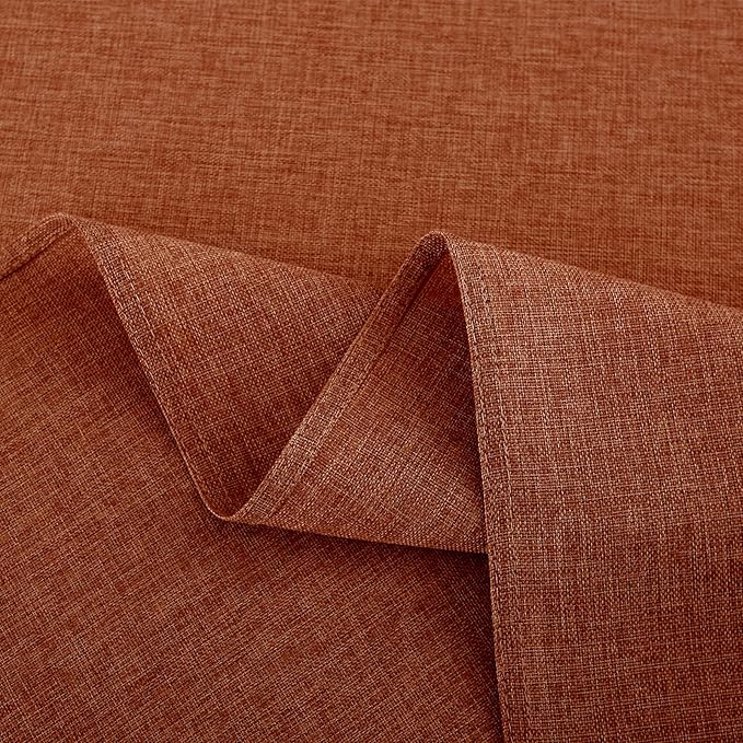 Softalker Fall Linen Textured Rectangle Tablecloth, Thanksgiving Waterproof Farmhouse Burlap Table Cloth, Stain Resistant Table Covers for Kitchen Dining Holiday Party (52 x 70, Burnt Orange)