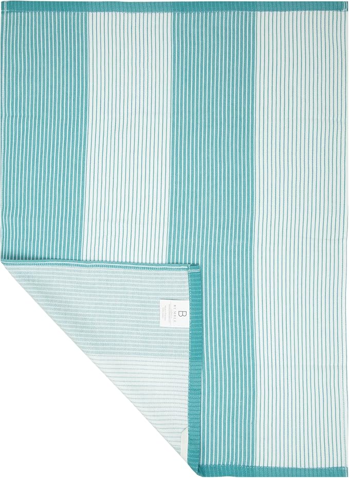 Premium Kitchen Towels (20”x 28”, 6 Pack) | Yarn Dyed Flat Woven Stripe Kitchen Towel Set| 238 GSM | Highly Absorbent with Hanging Loop | Aqua