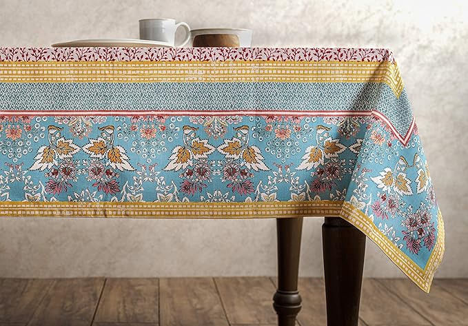 Maison d' Hermine Table Cloth Square Table 100% Cotton 54 x 54 Inches Tablecloth Reusable Decorative for Dining Room Farmhouse Home Valentines Day Decorations Spring Summer - Marquise