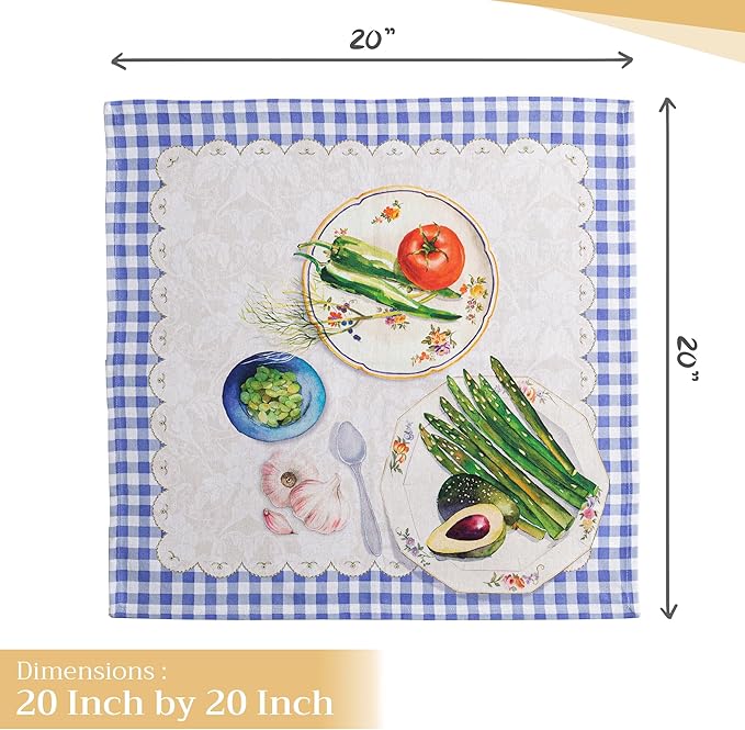 Maison d' Hermine Cloth Napkins Set of 4 100% Cotton Everyday Reusable Square Napkins Cloth Washable Dinner Party Wedding Restaurant Valentines Day Decorations Spring/Summer (Gourmand, 20" x 20")