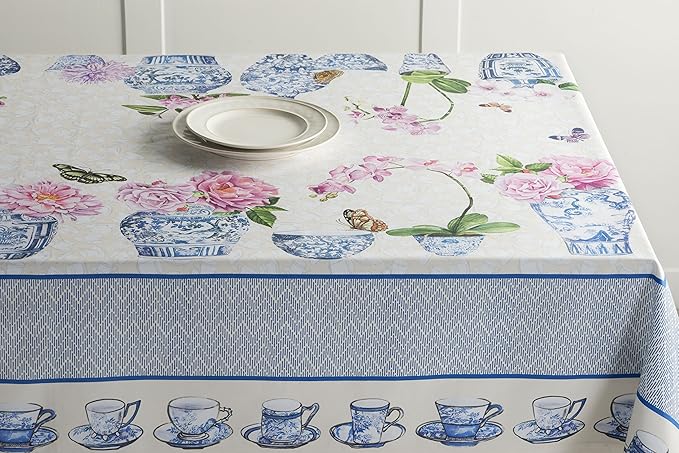 Maison d' Hermine Table Cloth Rectangle Table 100% Cotton 60 x 120 Inches Tablecloth Reusable Decorative for Dining Room Farmhouse Home Valentines Day Decorations Spring Summer - Canton