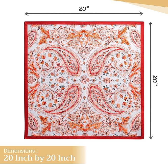 Maison d' Hermine Cloth Napkins Set of 4 100% Cotton for Thanksgiving Christmas Decorations Everyday Reusable Square Fall Napkins Cloth Washable Dinner Party (Orient, 20"x20")
