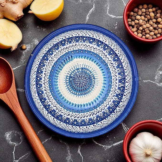 Ceramic Grater Bowl, Garlice Grater Plate, Handmade Ginger Grater, Mincer Bowl for Cheese &Vegetables, Ceramic Decorative Mincer, Hand Dish for Garlic (Sapphire Dream)