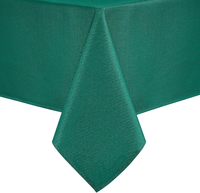 Hiasan 60 X 60 Inch Square Textured Tablecloth - Waterproof Spillproof Antiwrinkle Jacquard Table Cloth for Kitchen and Dining Dinner, Outdoor Picnic, Holiday and Parties, Emerald Green